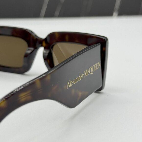 NEW ALEXANDER MCQUEEN AM0433S 002 SUNGLASSES WOMEN HAVANA SQUARE EYEWEAR - Picture 7 of 10
